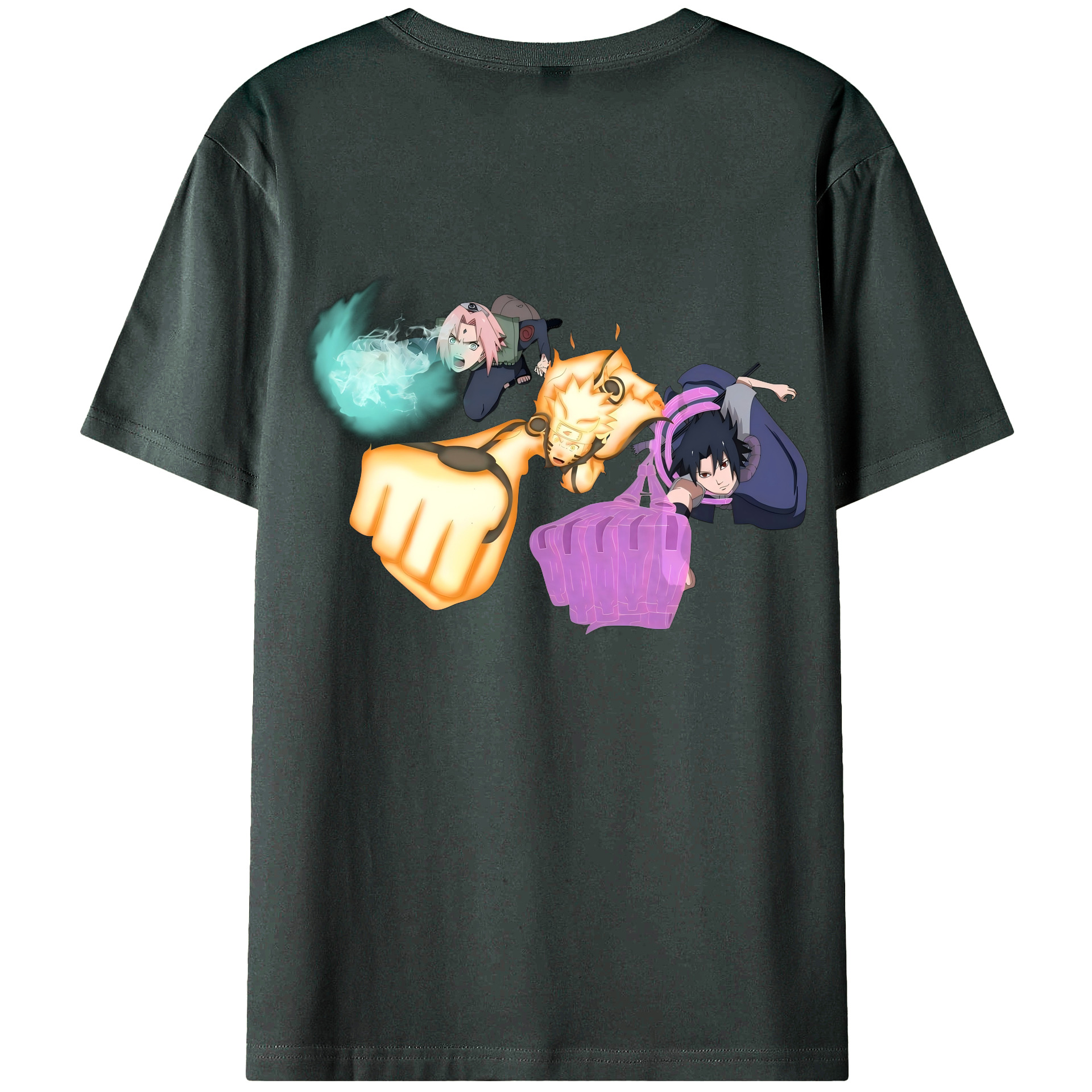 （画像用） NARUTO -ナルト- うずまき ナルト Uzumaki Naruto 綿100％ メンズ半袖Tシャツ（バックプリント） 通気性
